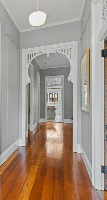 Freshly painted hallway with polished timber floor
